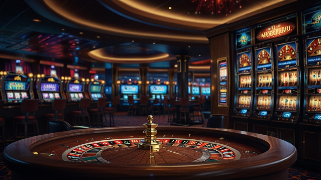 Catálogo de juegos con tragaperras, ruleta y mesa de casino en vivo