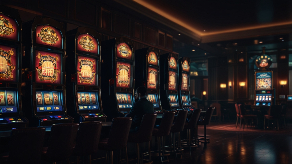 Lobby de casino con registro y chat de soporte en una pantalla luminosa