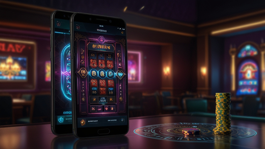 Instalación de un APK de Rolldorado en Android con estética de casino oscuro.