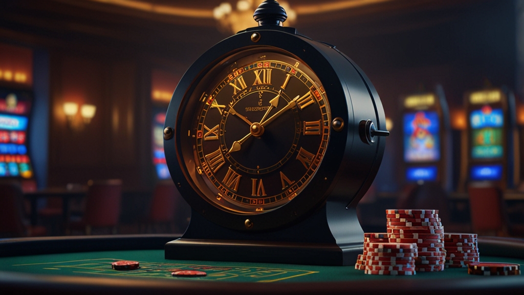 Gráfico de tiempos de pago con reloj y métodos de retiro en casino