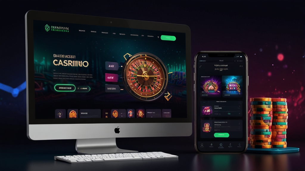 Web de casino en ordenador y móvil con navegación y pagos visibles
